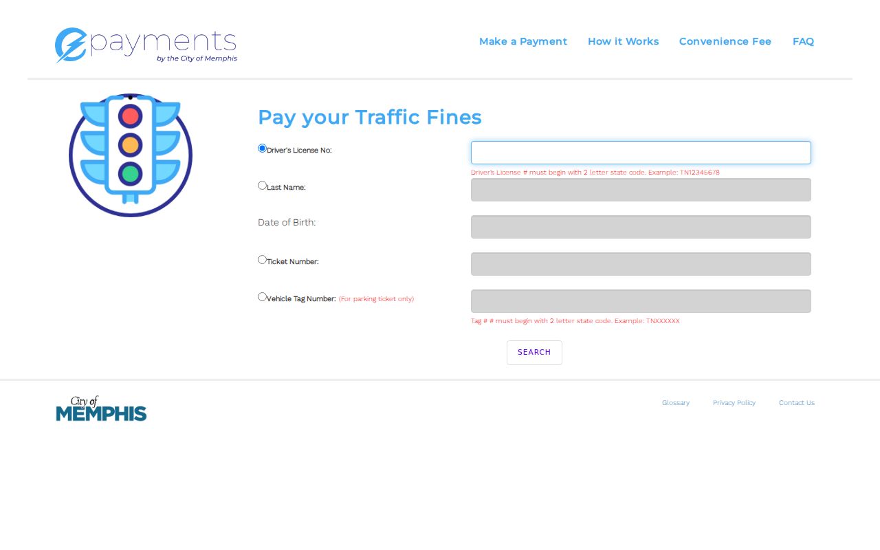 Shelby County traffic court record search fields